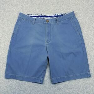 Tommy Bahama Chino Short Mens 38 Blue Flat Front Zip Fly Button Stretch Straight